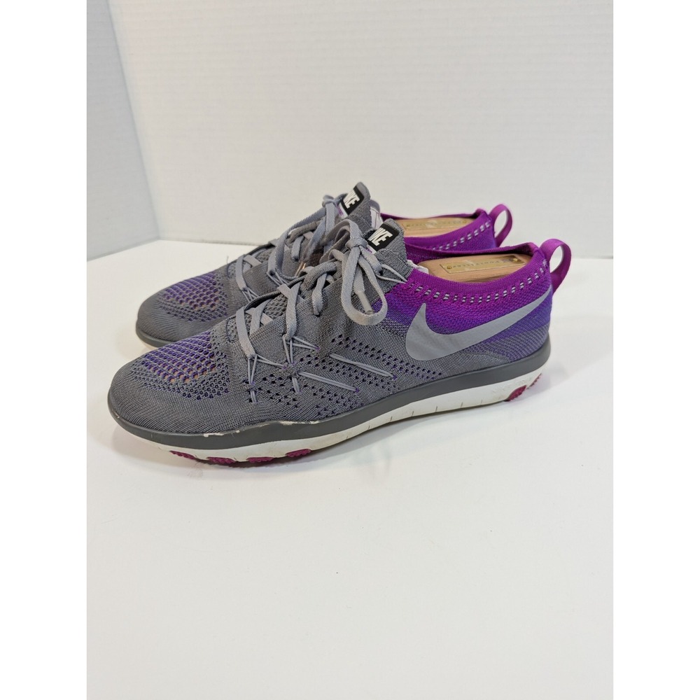 Nike Free RN Flyknit Women's Running Shoes Gray Purple US‎ 7 EU 38 - Picture 3 of 10
